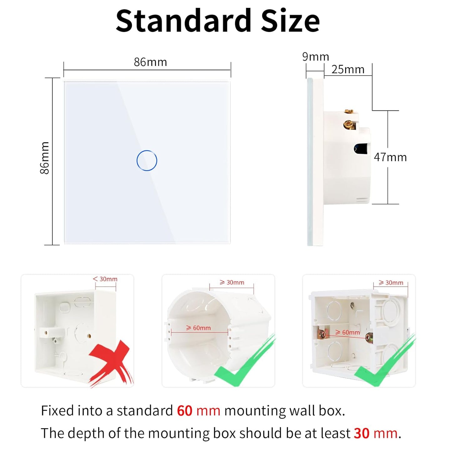 JIMEIDA Smart Touch Light Switch 1-Gang