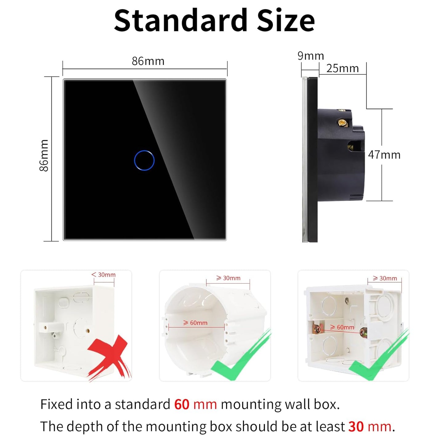 JIMEIDA Smart Touch Light Switch 1-Gang