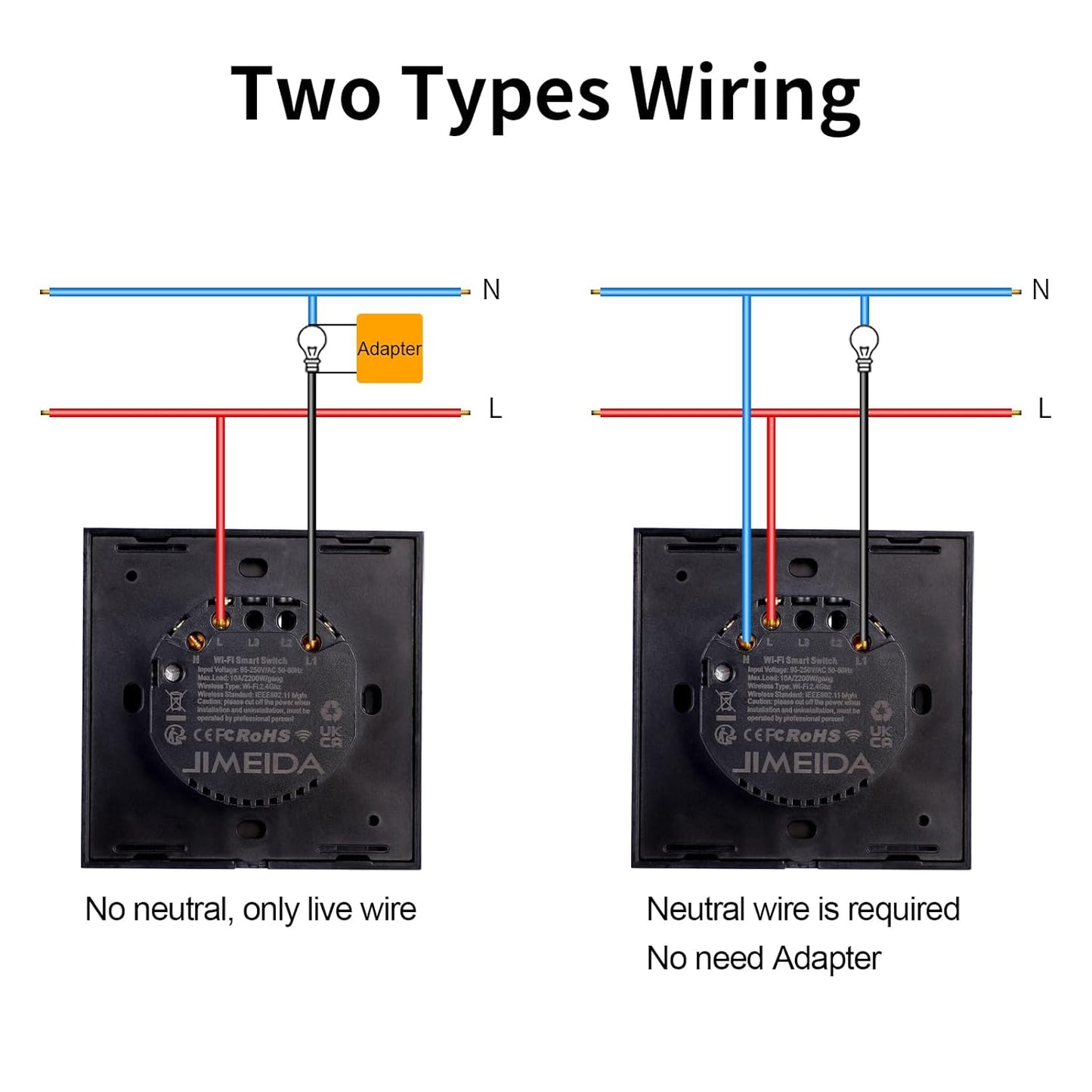 JIMEIDA Smart Touch Light Switch 1-Gang