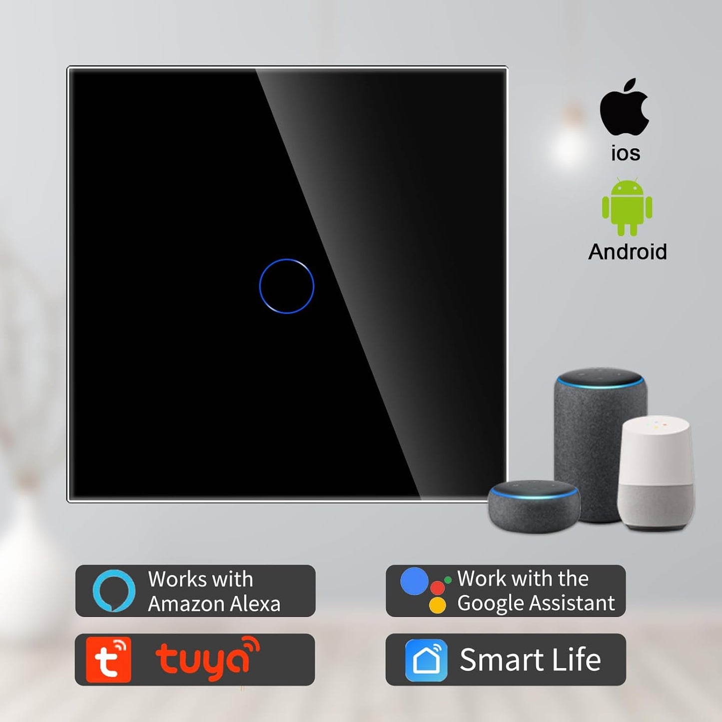 JIMEIDA Smart Touch Light Switch 1-Gang