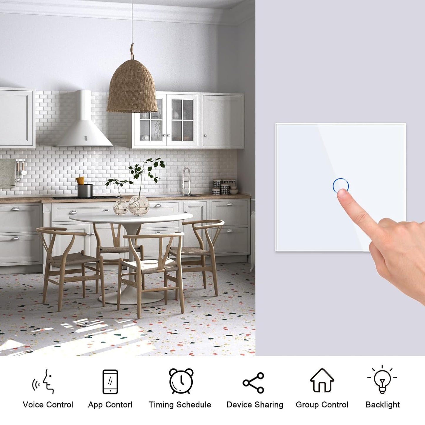 JIMEIDA Smart Touch Light Switch 1-Gang