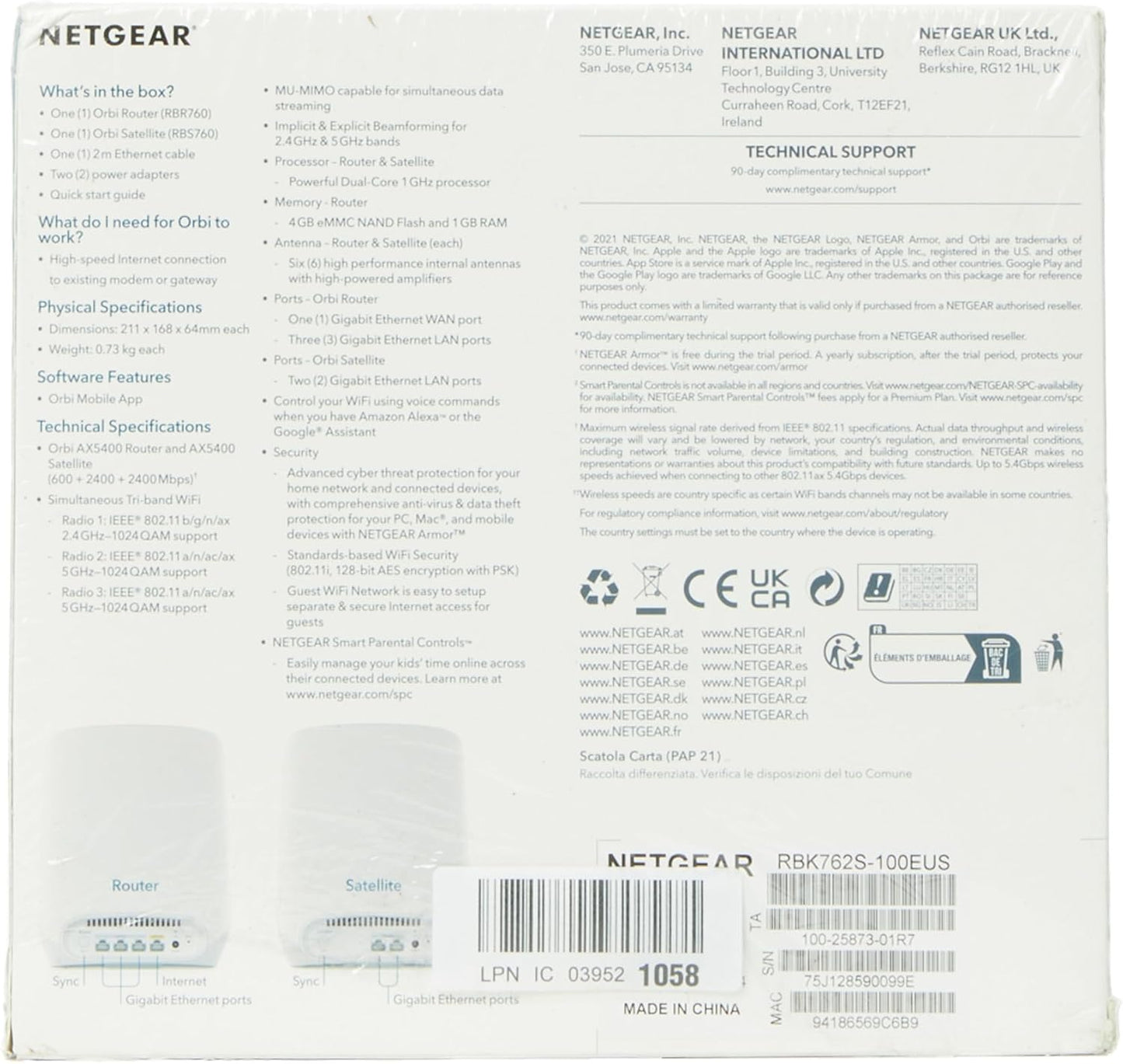 NETGEAR Orbi WiFi 6 Mesh Router 1 Extender