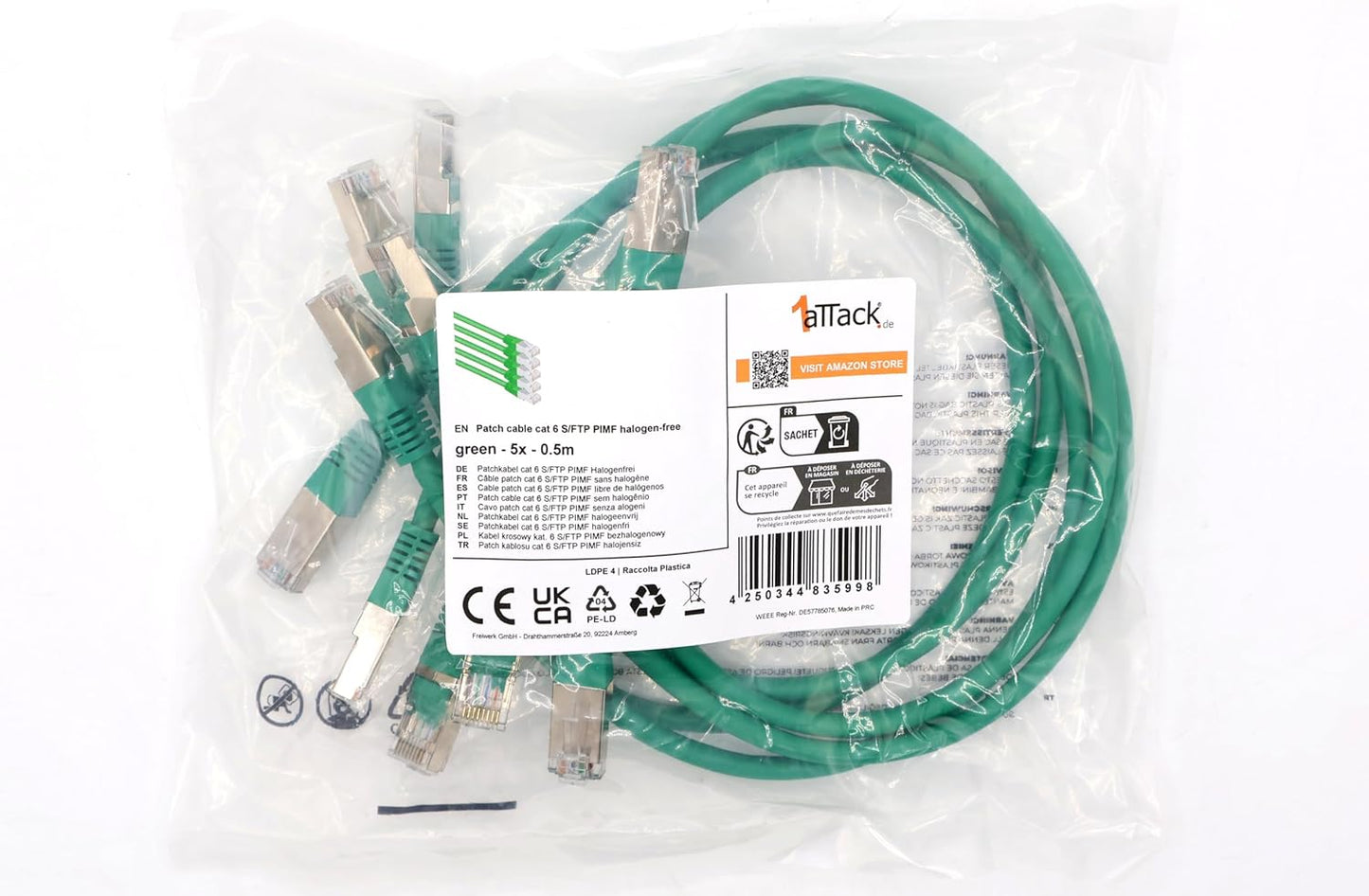 Cat6 Ethernet Cable 0.5m Yellow – 10 pcs