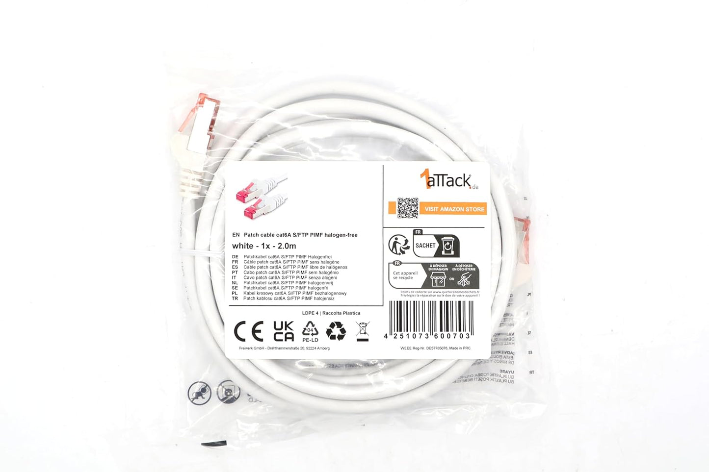 5m CAT6a S-FTP Network Cable Black – 10Gbps