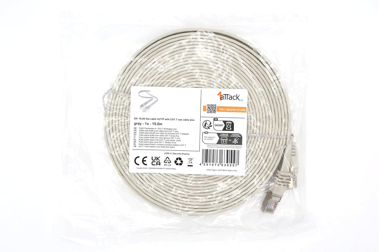 Cat7 Flat Ethernet Cable 0.25m Blue – 10 pcs