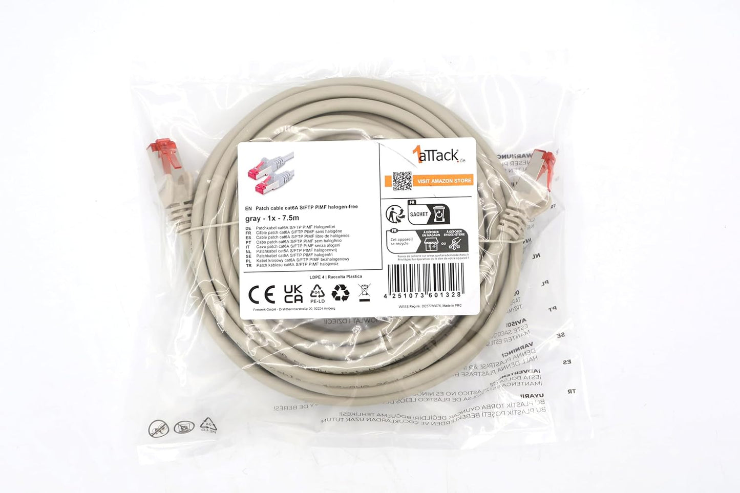 5m CAT6a S-FTP Network Cable Black – 10Gbps