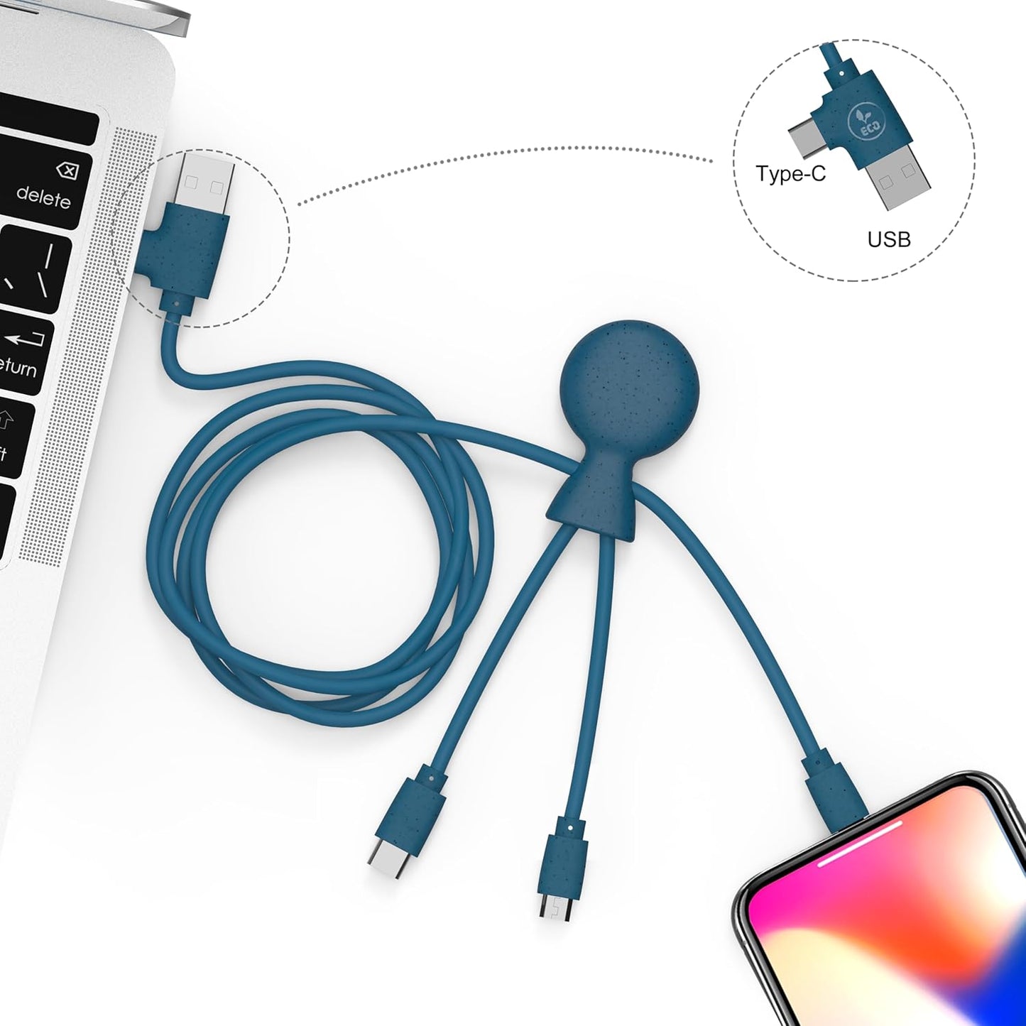 Xoopar Mr Bio 1m Multi-USB Cable Blue