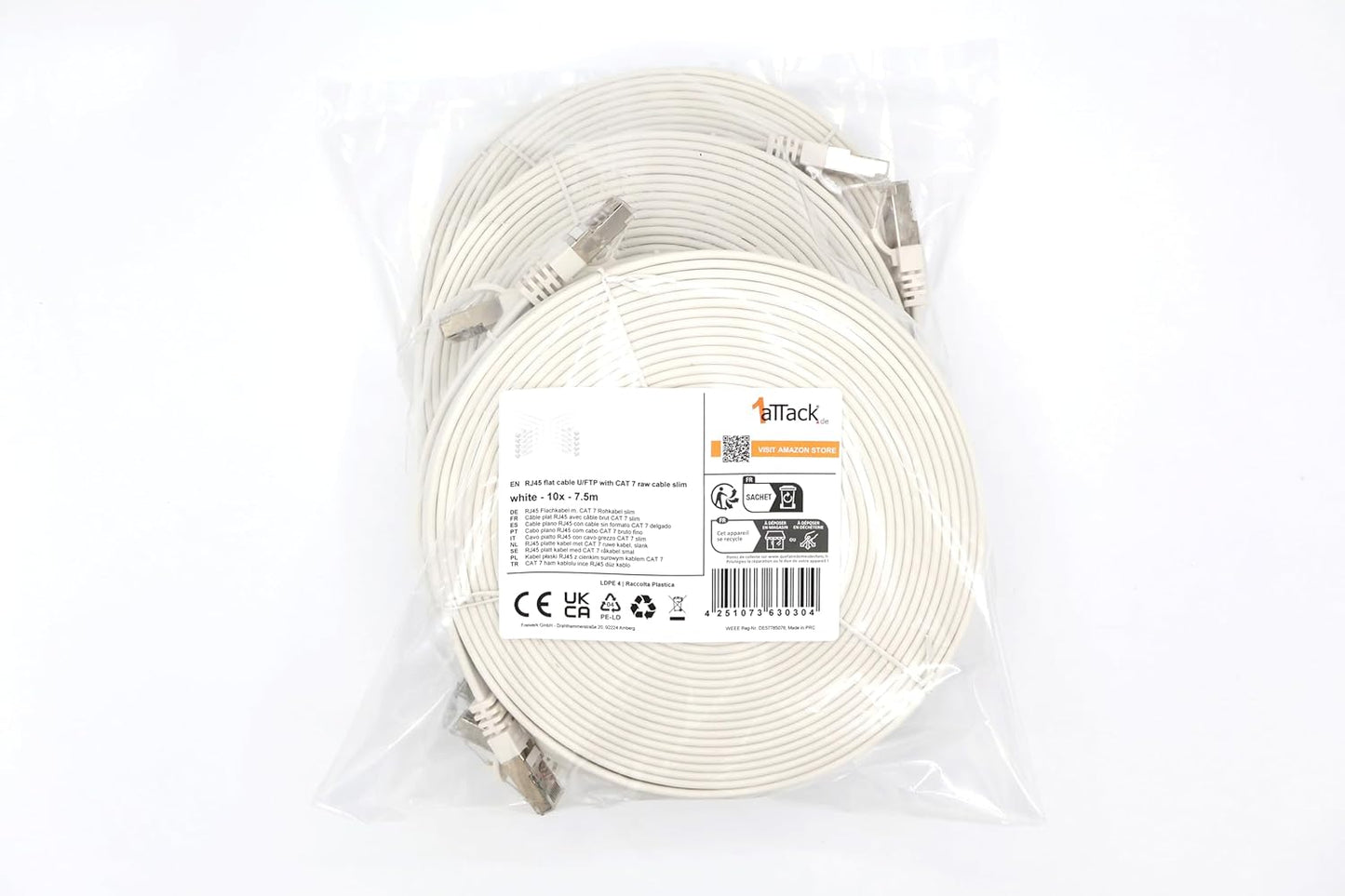 Cat7 Flat Ethernet Cable 0.25m Blue – 10 pcs