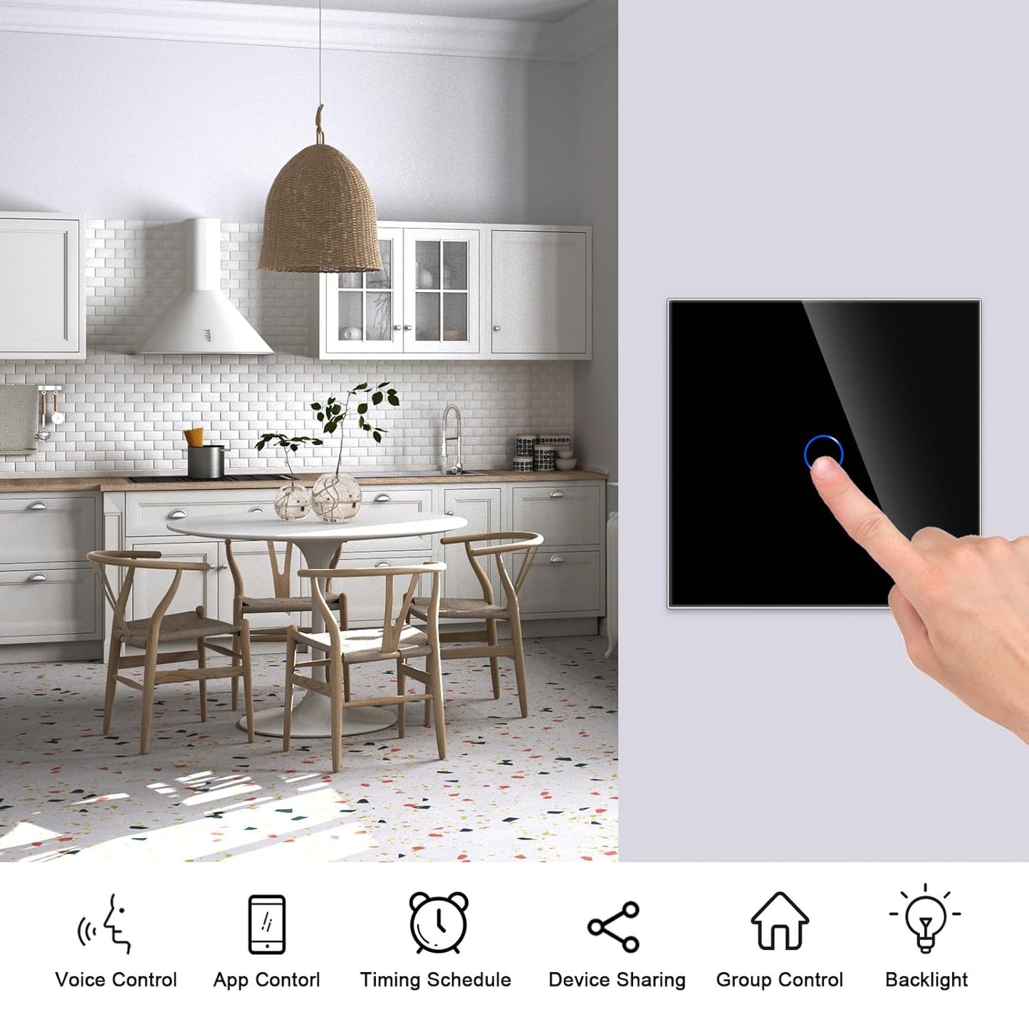 JIMEIDA Smart Touch Light Switch 1-Gang