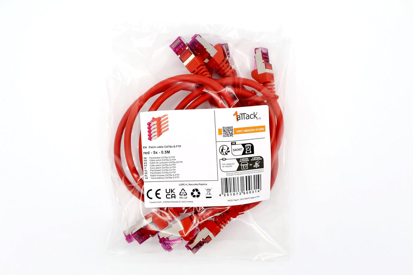 5m CAT6a S-FTP Network Cable Black – 10Gbps