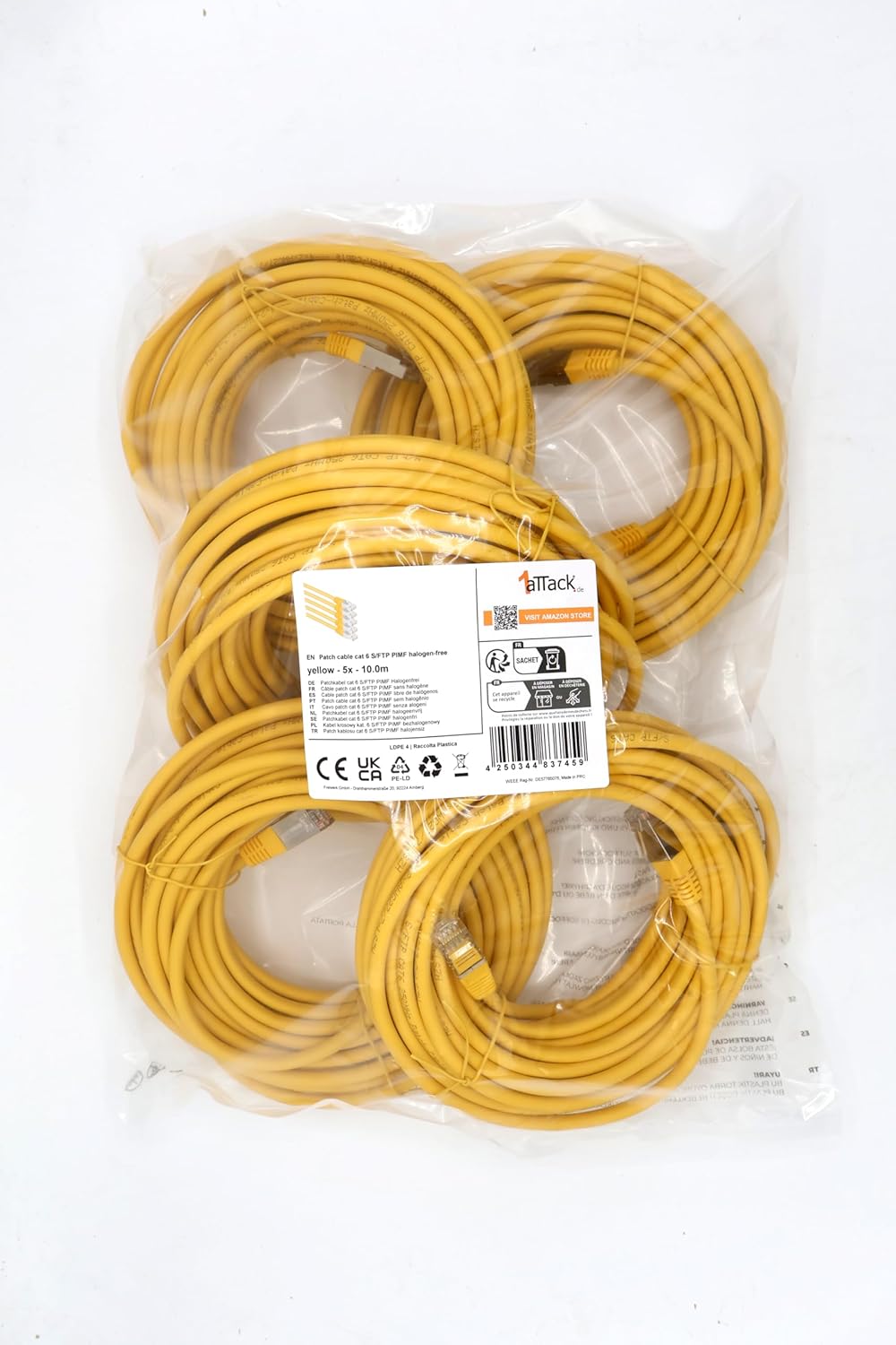 Cat6 Ethernet Cable 0.5m Yellow – 10 pcs