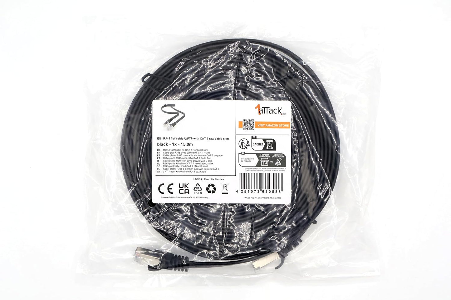 Cat7 Flat Ethernet Cable 7.5m Red