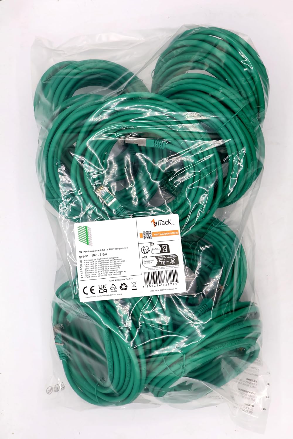 Cat6 Ethernet Cable 0.5m Yellow – 10 pcs