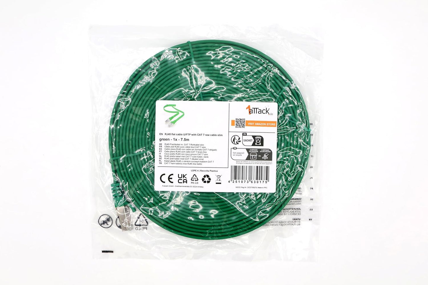 Cat7 Flat Ethernet Cable 7.5m Red