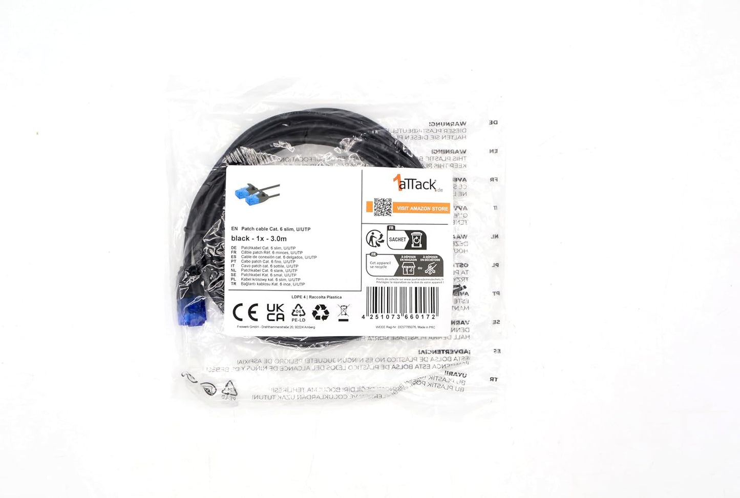 1aTTack.de Cat6 Network Cable 3m Black